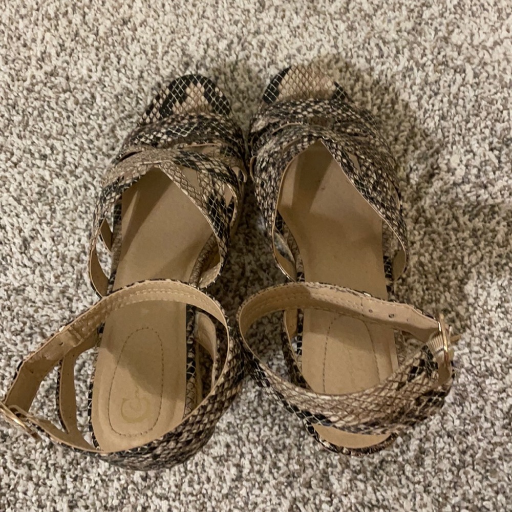 Snakeskin wedges